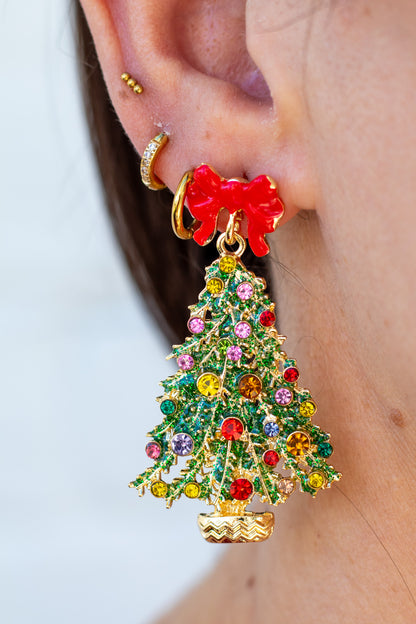 Holly Jolly Glam Christmas Tree Earrings