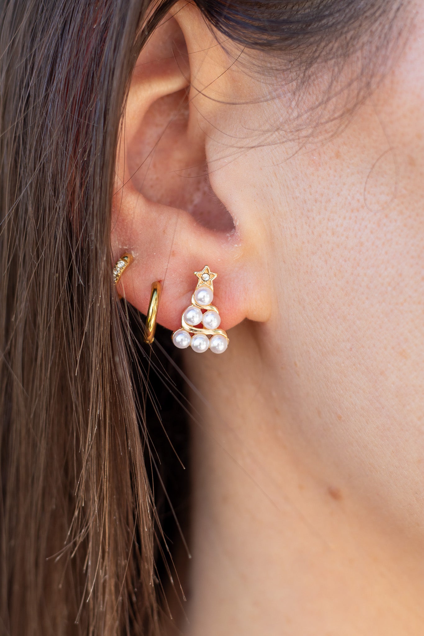 Pearl Christmas Tree Studs