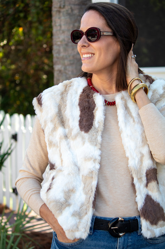 Beige Faux Fur Vest