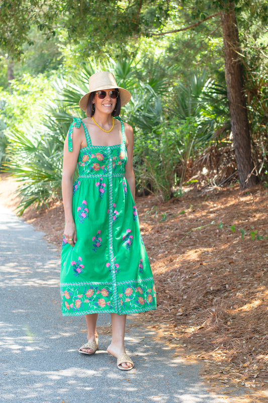 Palm Petal Tie Strap Dress
