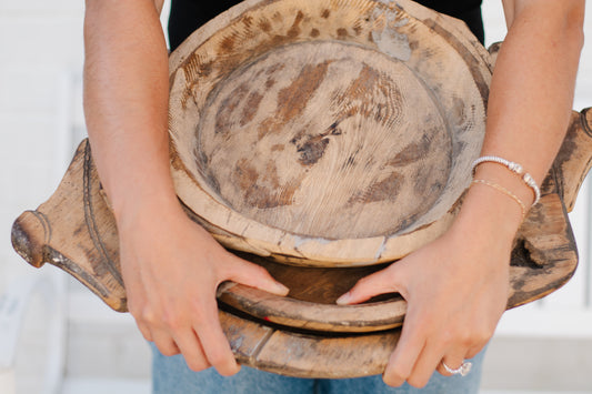 Vintage Natural Dough Bowl