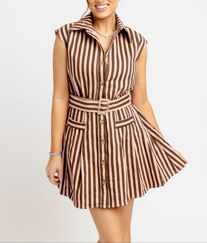 Rosewood Stripe Belted Dress