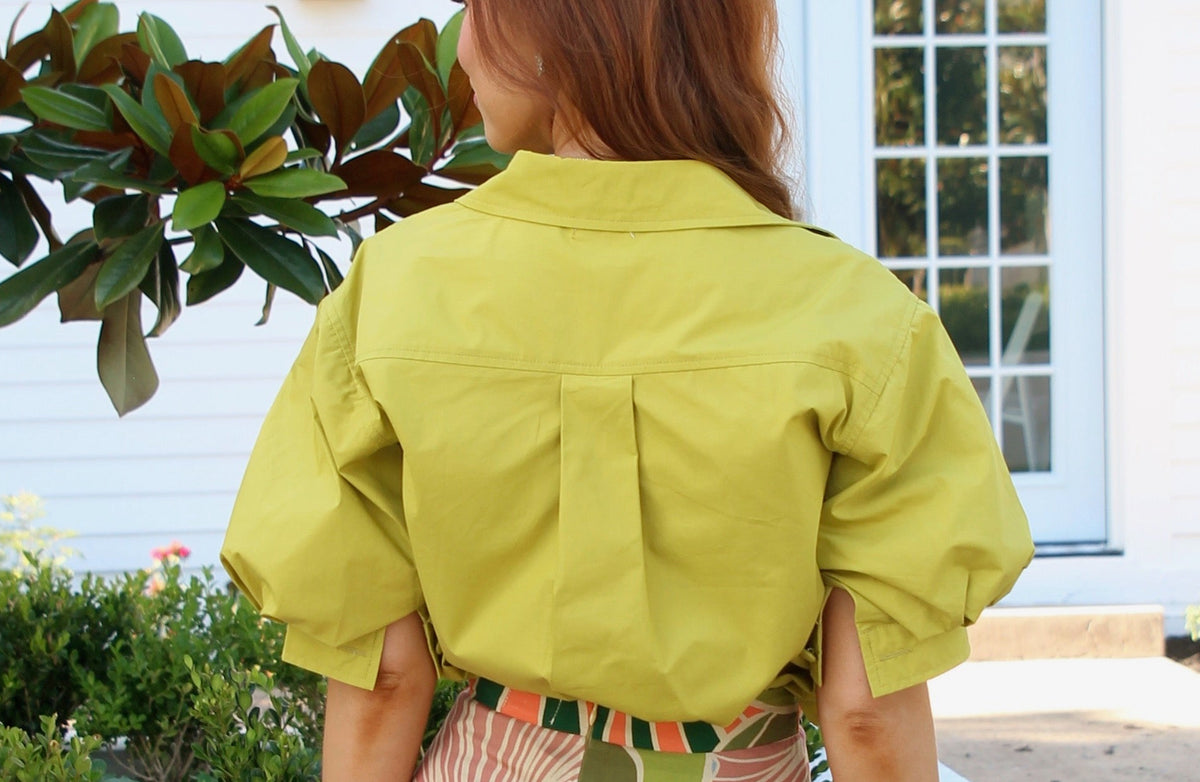 Citrine Button Puff Sleeve Top