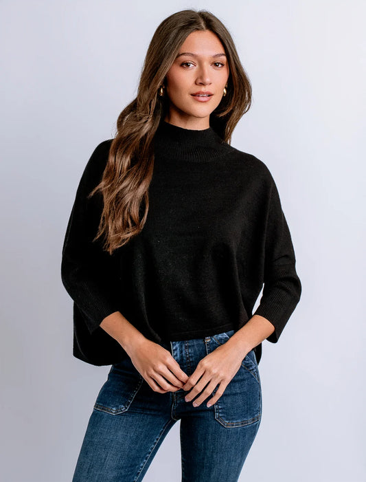 The Margot Mock Neck Sweater In Black