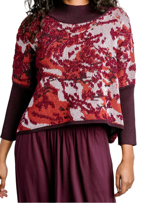 Atomos Abstract Knit Mock Neck Sweater – Cherry Blossom