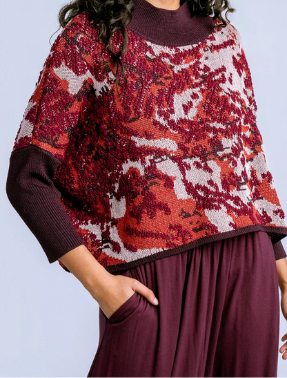 Atomos Abstract Knit Mock Neck Sweater – Cherry Blossom