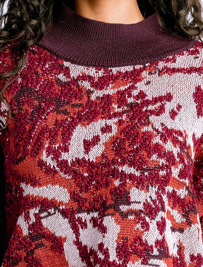 Atomos Abstract Knit Mock Neck Sweater – Cherry Blossom