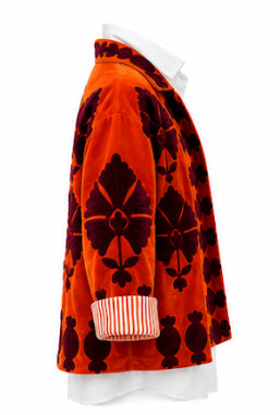 Eleanor James Pepper Crew Jacket - Orange & Maroon