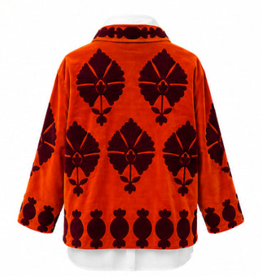 Eleanor James Pepper Crew Jacket - Orange & Maroon