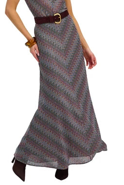 Olive Zigzag Knit Maxi Skirt