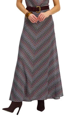 Olive Zigzag Knit Maxi Skirt