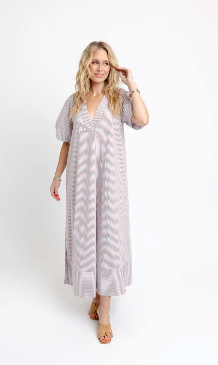 The Charlotte Stripe Poplin Maxi Dress
