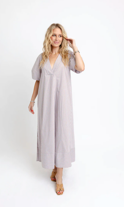 The Charlotte Stripe Poplin Maxi Dress