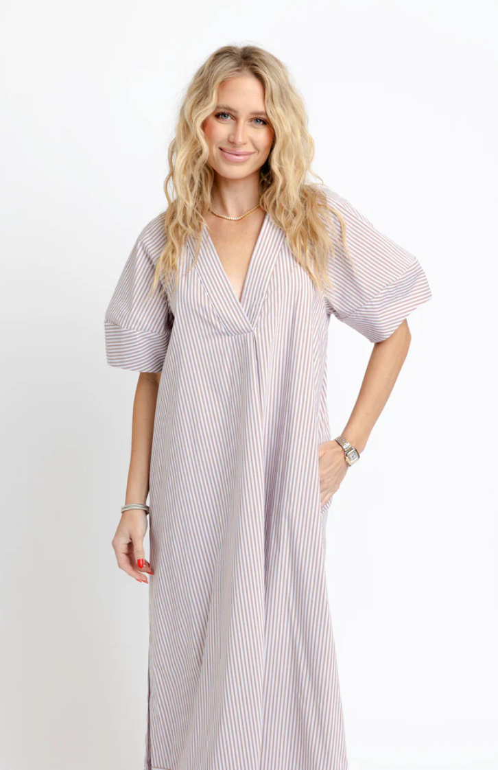 The Charlotte Stripe Poplin Maxi Dress