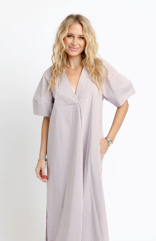 The Charlotte Stripe Poplin Maxi Dress