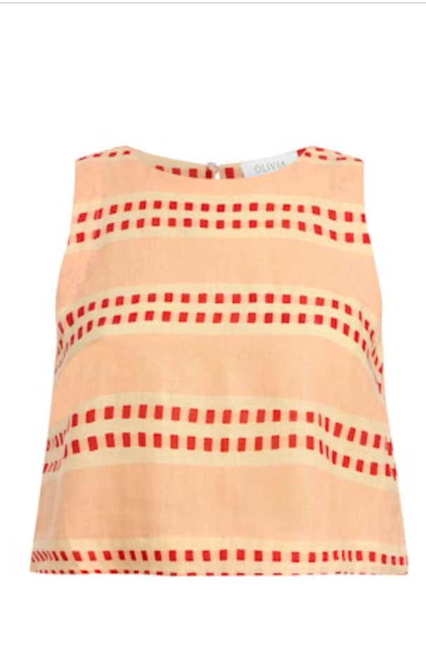 Beige and red striped top on a white background