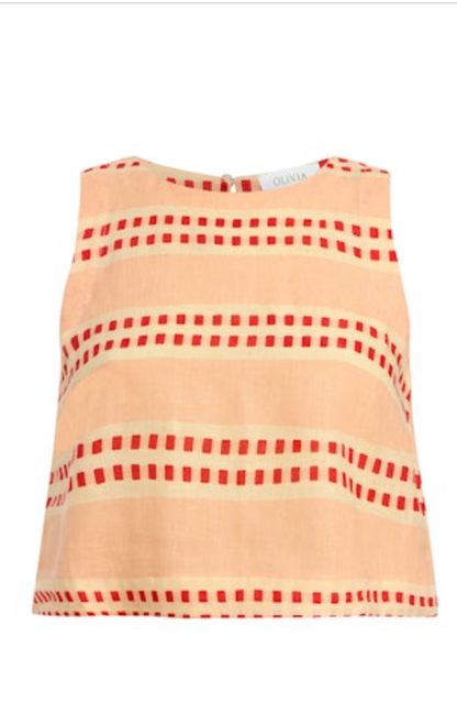 Beige and red striped top on a white background
