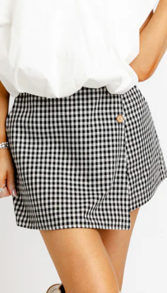The Hadley Black & White Plaid Skort