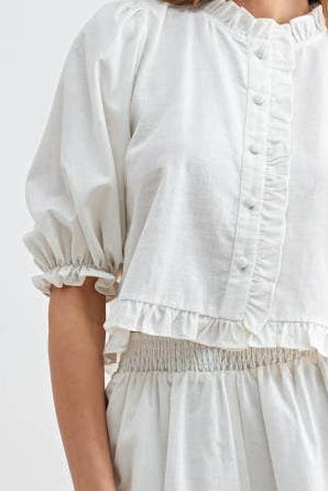 Emery White Ruffle Top