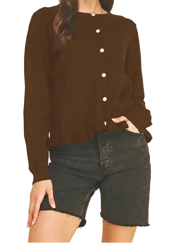 The Clara Espresso Knit Cardigan