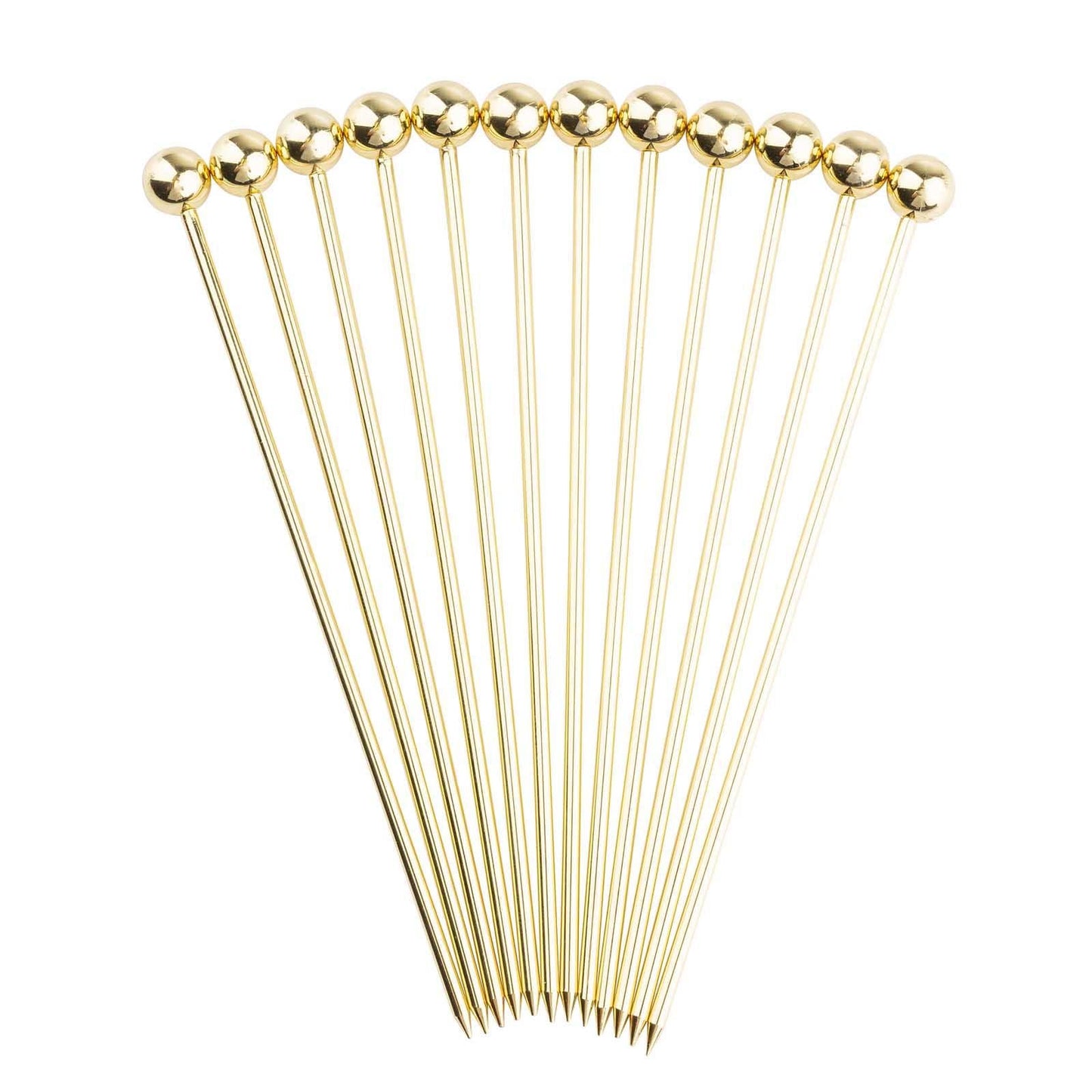 Set of gold hairpins on a white background