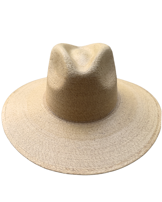 Beige straw hat on a white background
