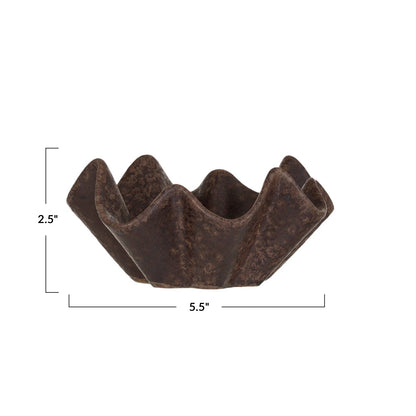 Brown Stoneware Pleated Dish