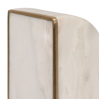Marble Bookends with Brass Inlay