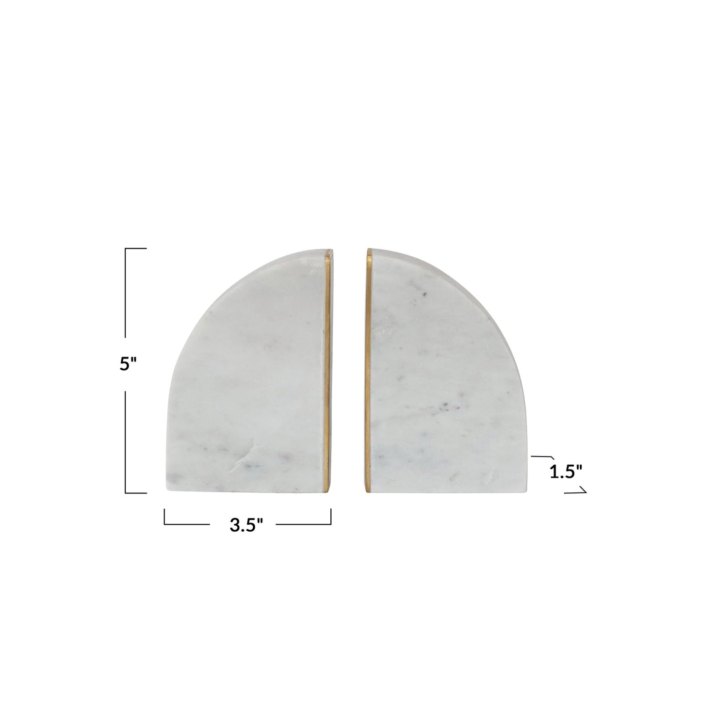 Marble Bookends with Brass Inlay