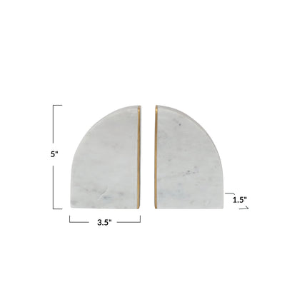 Marble Bookends with Brass Inlay
