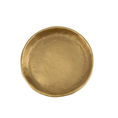 Gold round plate on a white background