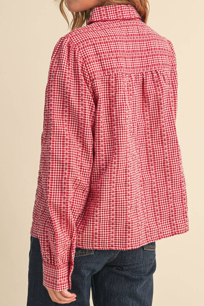 Bennett Textured Blouse – Red