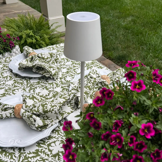 Pressed Florals Tablecloth In Olive