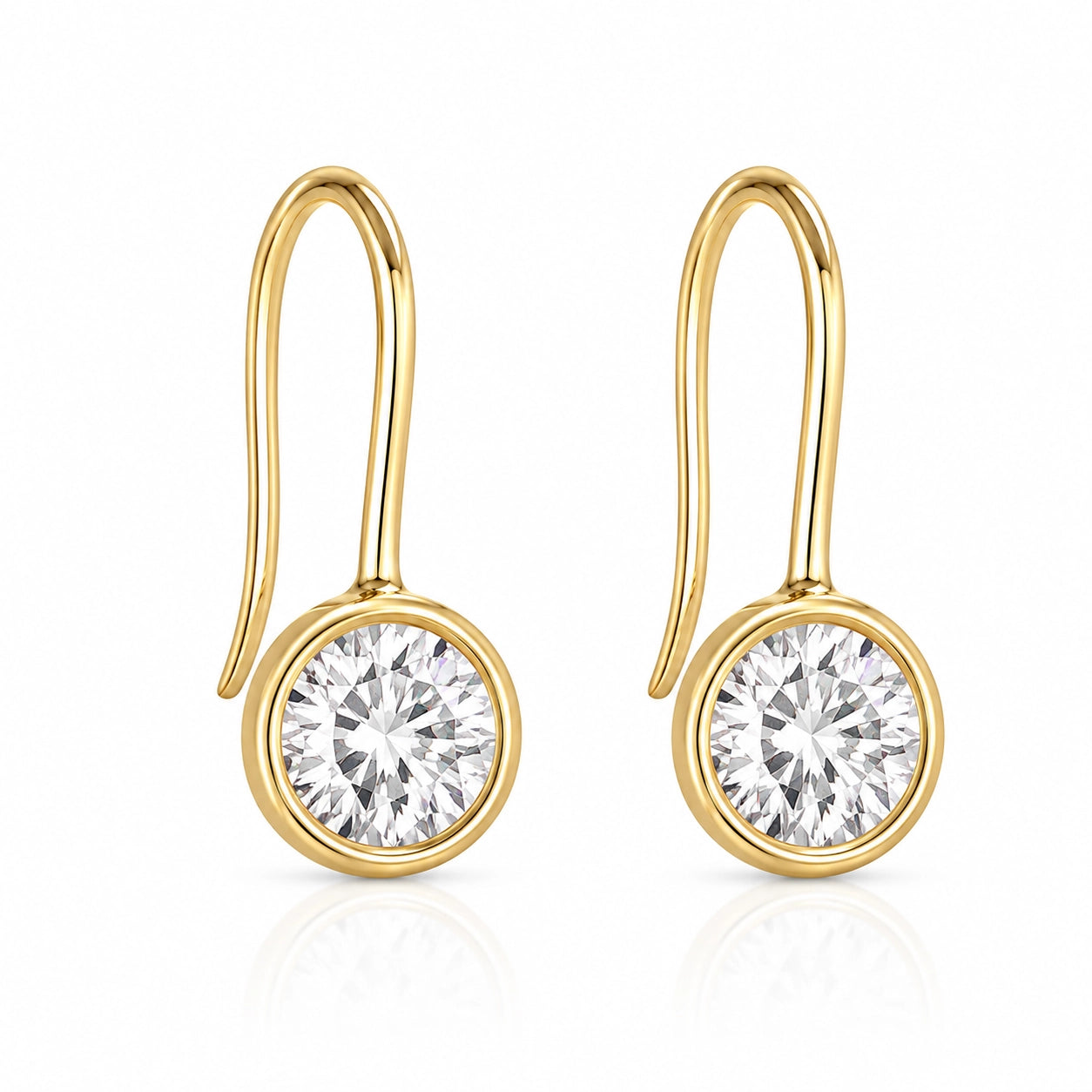 Luna 6mm Bezel Drop Earrings