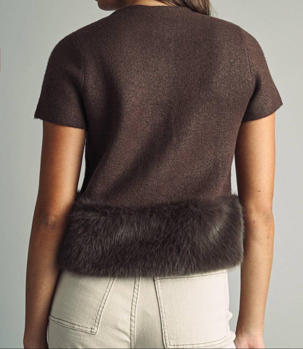 The Sloane Fur Trim Cardigan