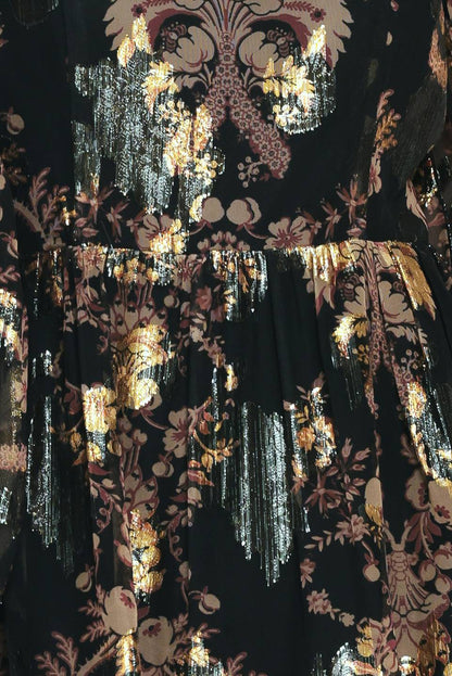 Black Floral Jacquard Mini Dress