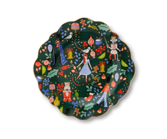 Nutcracker Green Floral Porcelain Dessert Plate