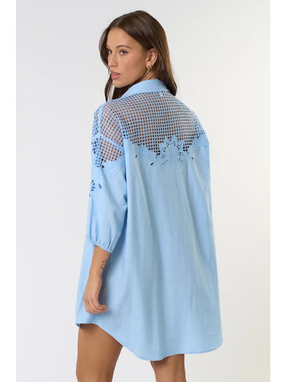 Blue Skies Button Up Shirt Dress