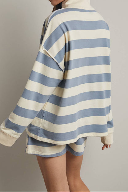 Sunday Blue Stripe Quarter Zip