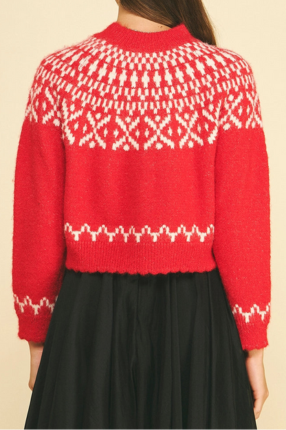 Red Scarlett Fair Isle Knit Cardigan