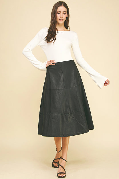 Faux Leather A-Line Skirt