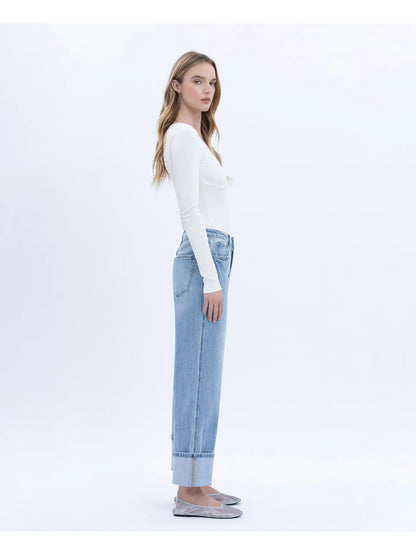 Super High Rise Cuffed Baggy Straight Jeans