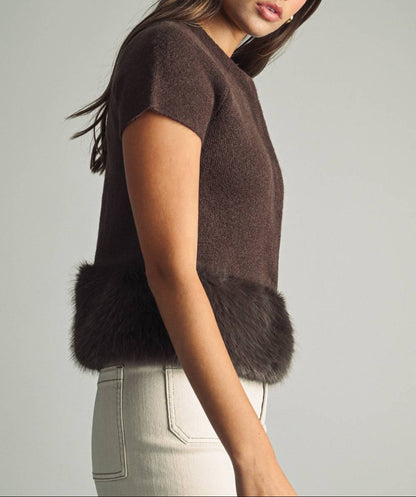 The Sloane Fur Trim Cardigan