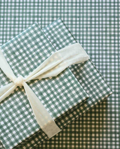 Tonga Green Gingham Gift Wrap: Roll of 3 Sheets