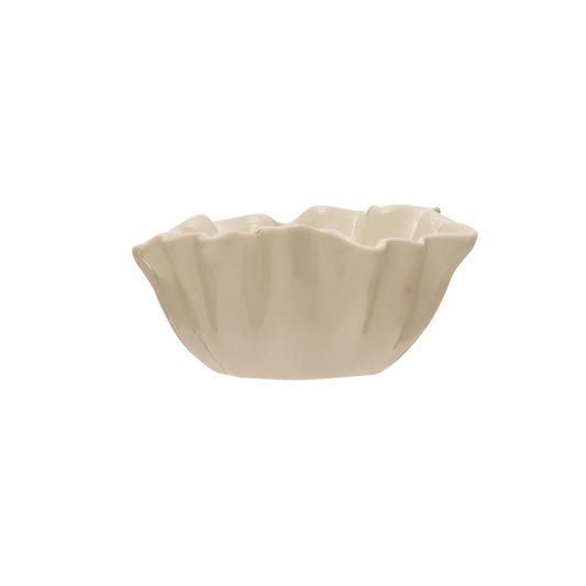 White Stoneware Fluted Bowl- Small