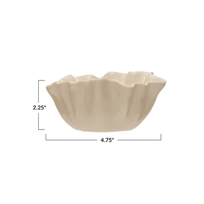 White Stoneware Fluted Bowl- Small