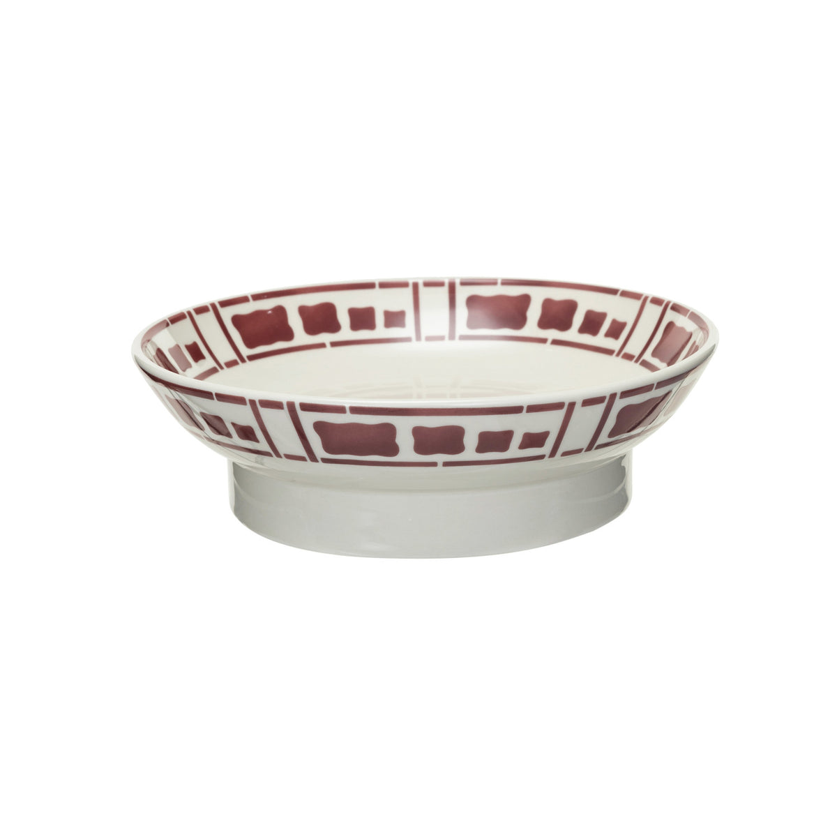 Burgundy Geometric Pedestal Bowl