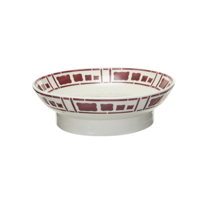 Burgundy Geometric Pedestal Bowl