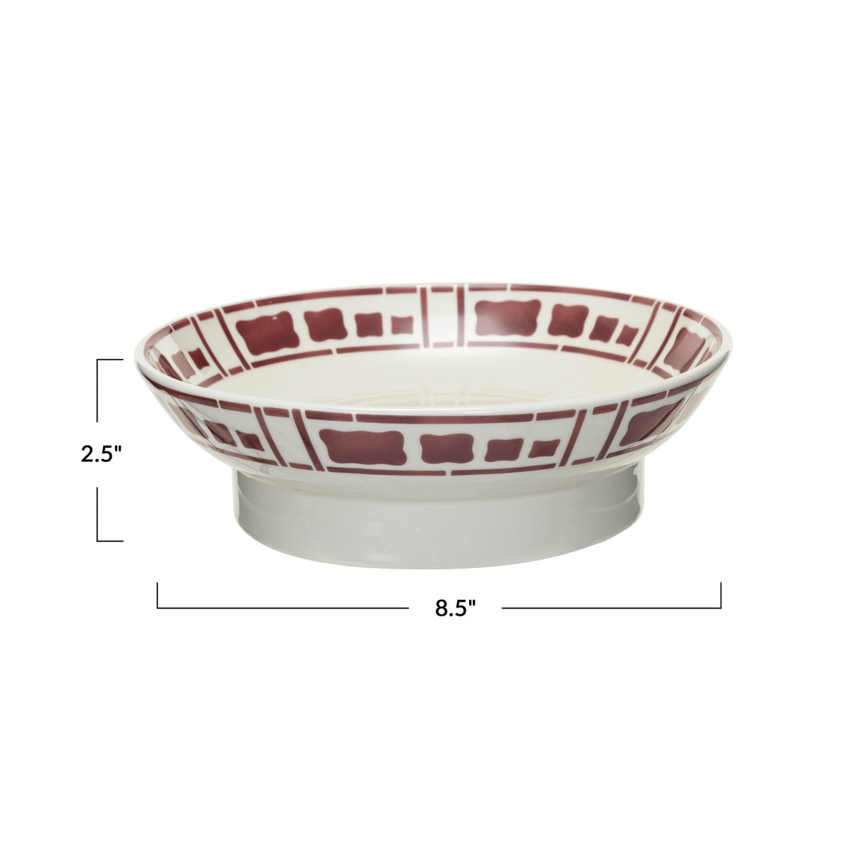 Burgundy Geometric Pedestal Bowl