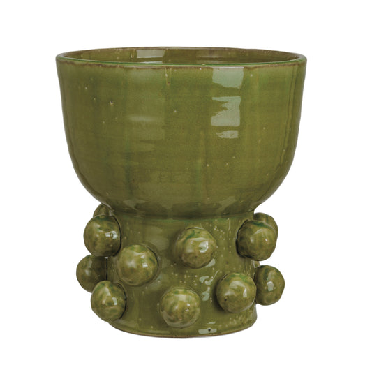 Olive Bobble Ceramic Planter